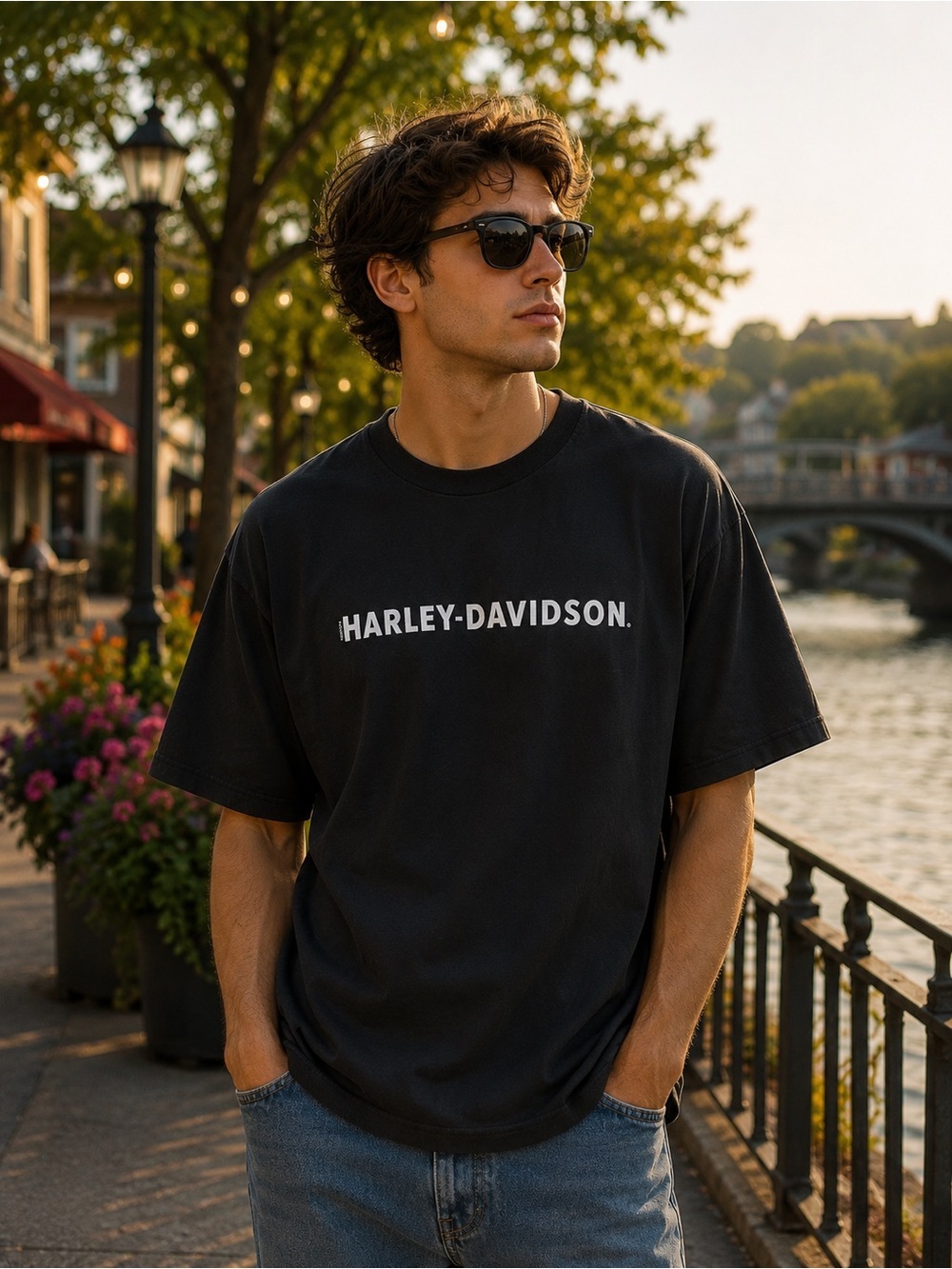 Harley-Davidson Black Tee with White Logo